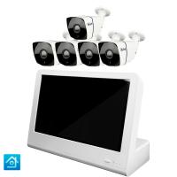 Комплект видеонаблюдения IP 5Мп Ps-Link KIT-C505IP-POE-LCD с POE питанием и монитором 10", 5 уличных камер  с ночной съёмкой