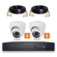 Комплект видеонаблюдения AHD 2Мп Ps-Link KIT-A202HDM 2 камеры с микрофоном для помещения