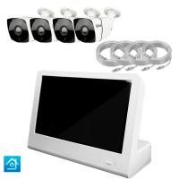 Комплект видеонаблюдения IP 5Мп Ps-Link KIT-C504IP-POE-LCD с POE питанием и монитором 10", 4 уличные камеры  с ночной съёмкой
