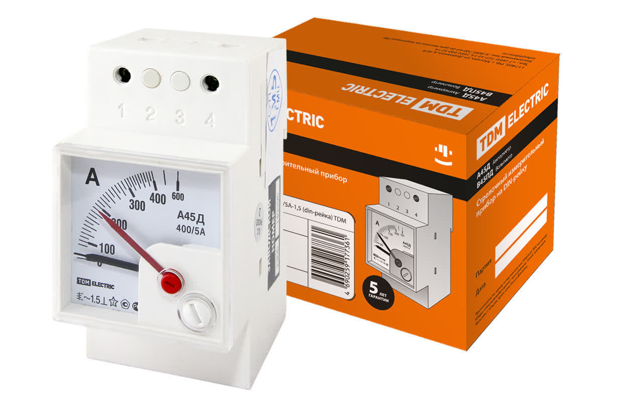 Амперметр TDM ELECTRIC SQ1102-0304 А45Д 400/5А-1,5 (DIN-рейка)