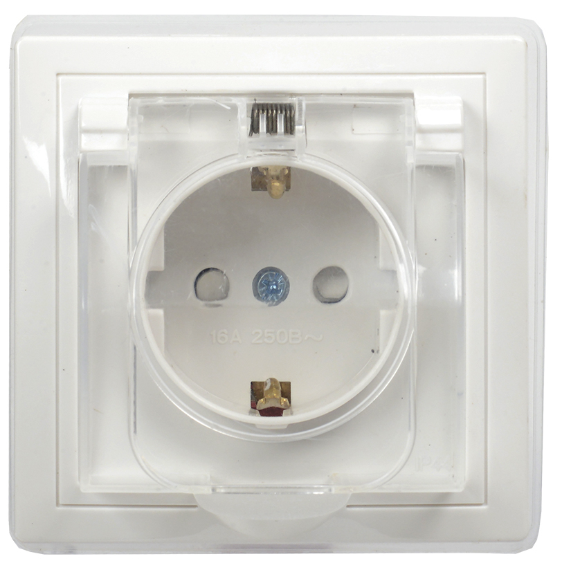 Розетка электрическая ERK70-K01-10-DM-44 ∙ KVARTA Роз. з/к/ш/кр IP44 16А кер РСбш10-3-ККБ-44 бел. IEK