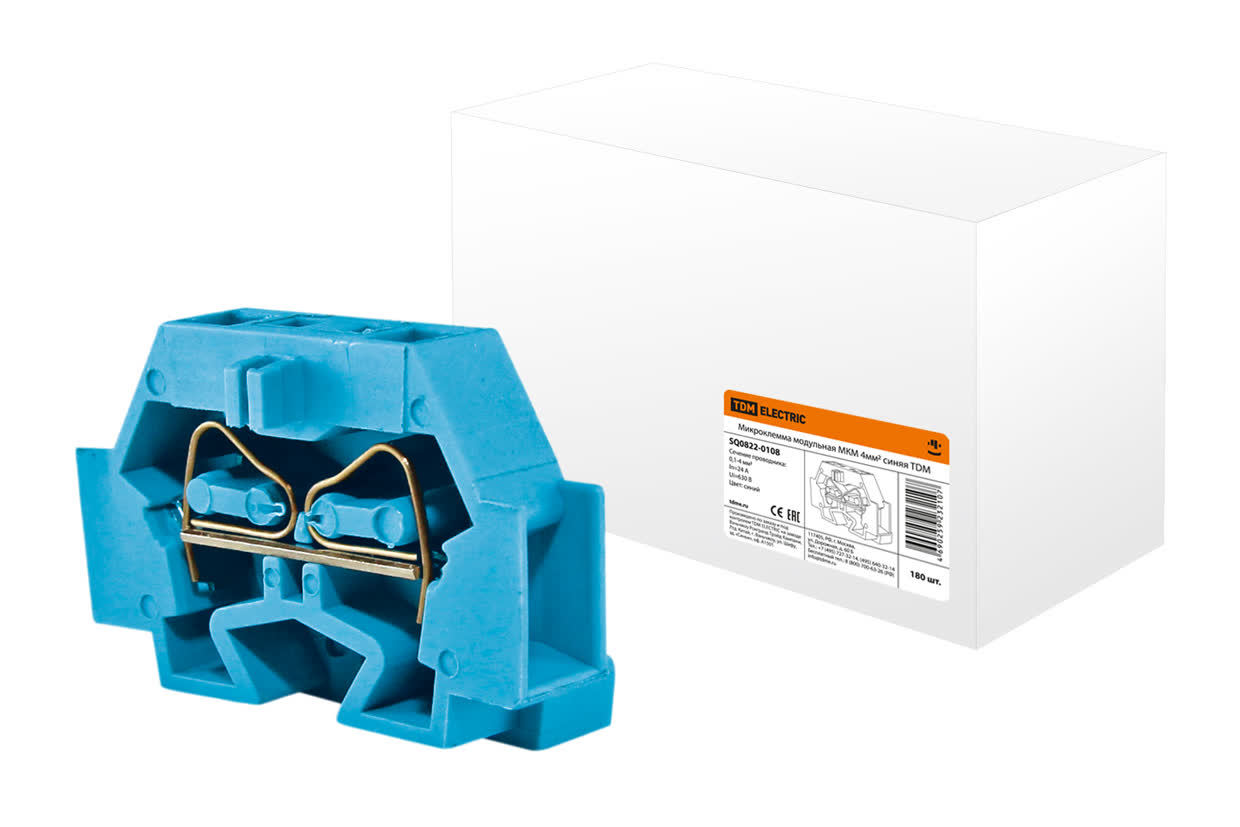 Микроклемма модульная TDM ELECTRIC SQ0822-0108 МКМ 4мм2 синяя (Упаковка 20шт)