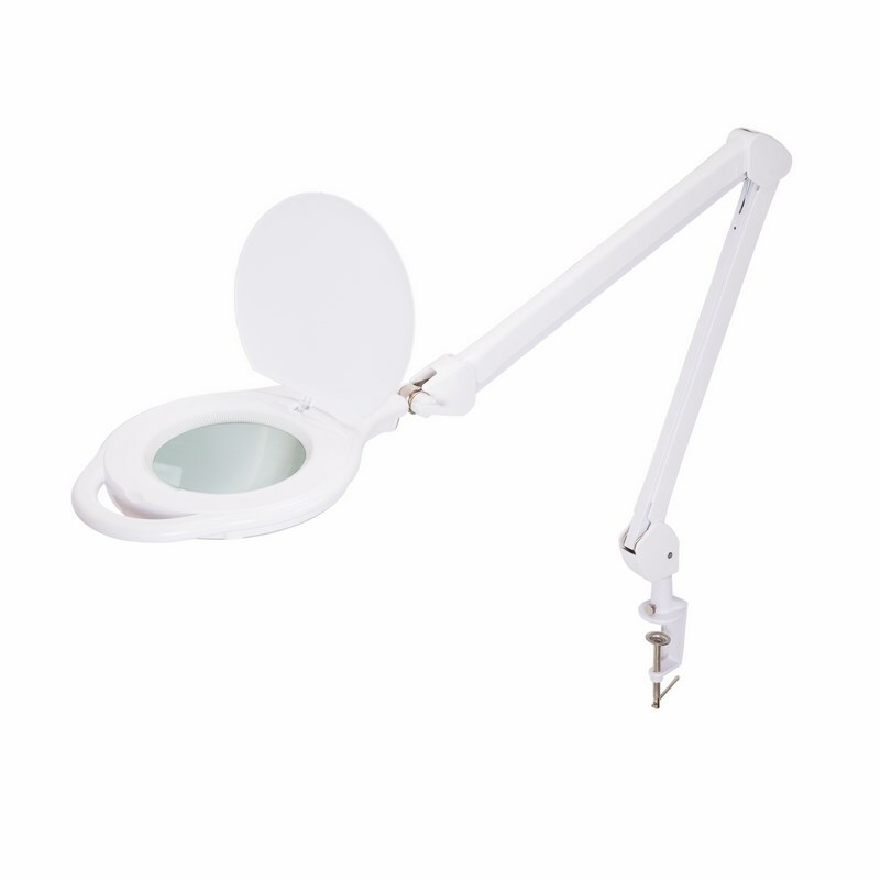 31-0535 ∙ Лупа на струбцине REXANT, круглая, 5D, с подсветкой 96 LED, теплый и холодный свет, белая