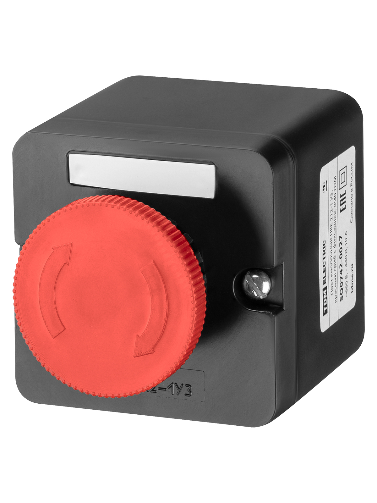 Пост кнопочный TDM ELECTRIC SQ0742-0027 ПКЕ 212-1 У3, красный гриб с фиксацией, IP40