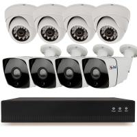 Комплект видеонаблюдения IP 2Мп Ps-Link KIT-B208IP-POE 4 камеры для помещения, 4 камеры для улицы, ночная съёмка, POE питание