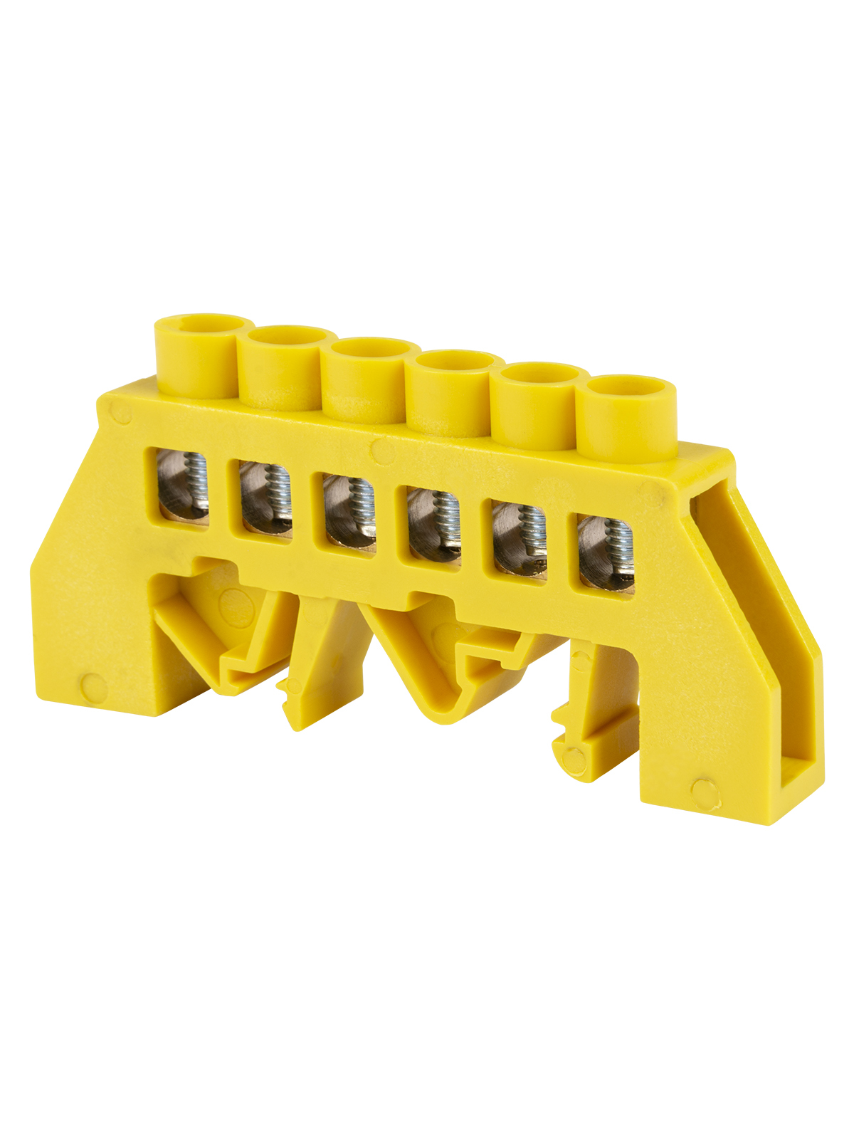TDM ELECTRIC SQ0801-0214 Шина "PE" "земля" в желтом изоляторе на DIN-рейку 8x12мм 6 групп (Упаковка 10шт)