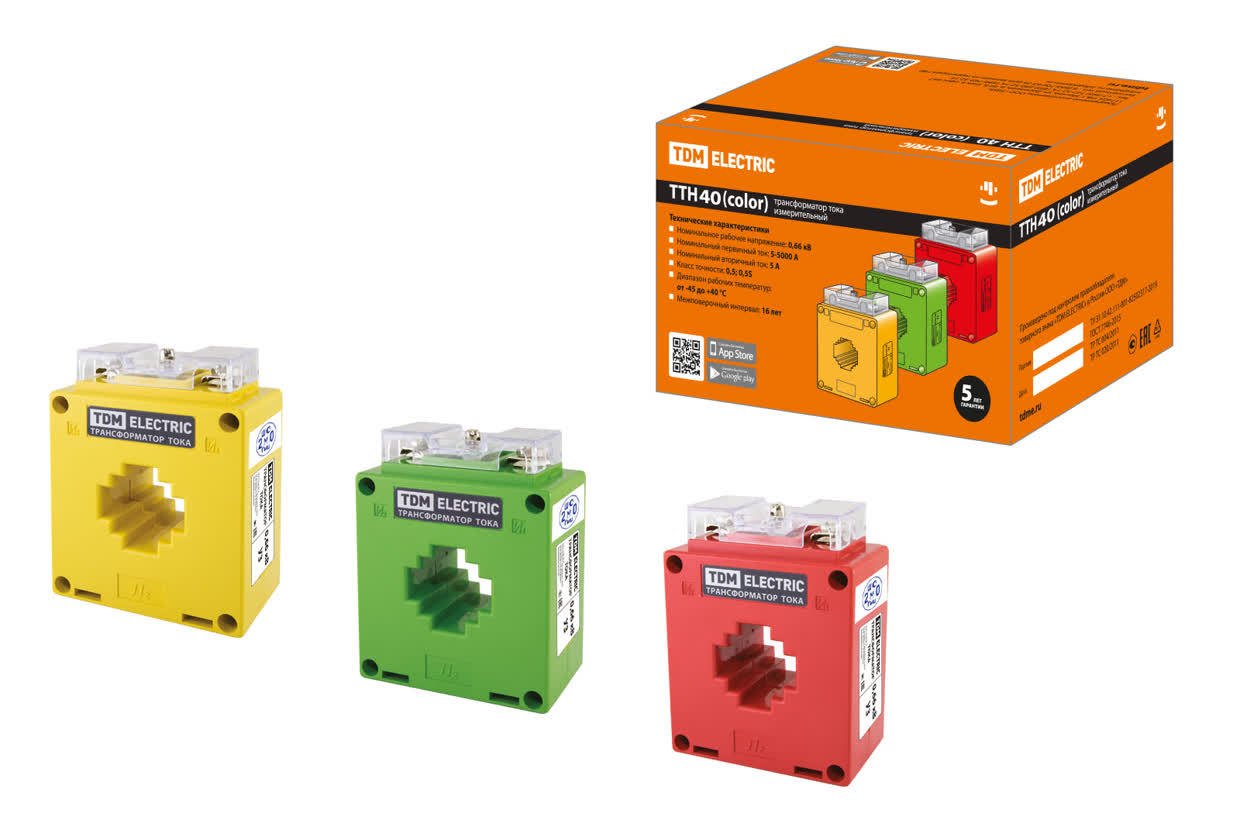 Трансформатор тока измерительный TDM ELECTRIC SQ1101-1216 ТТН 40/600/5-5VA/0,5-Р (3 шт., color)