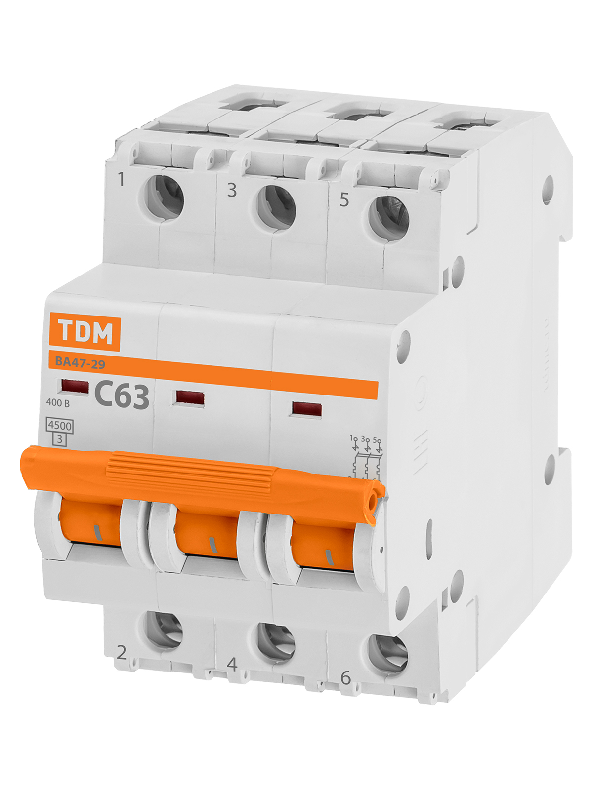 Выключатель автоматический модульный TDM ELECTRIC SQ0206-0115 ВА47-29 3Р 63А 4,5кА х-ка С