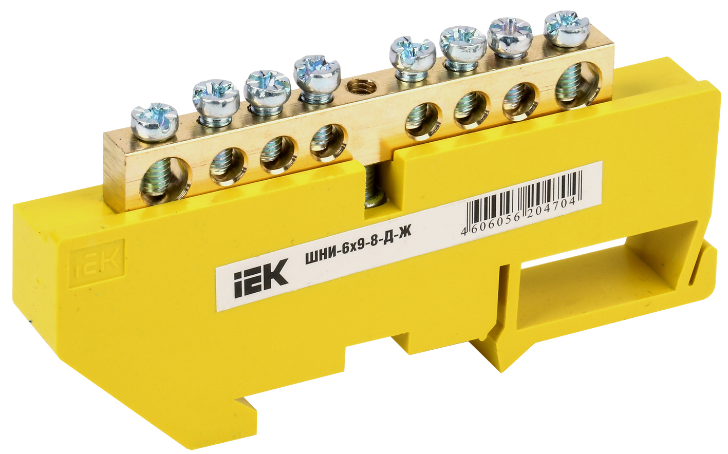 Шина YNN10-69-8D-K05 ∙ Шина PE "земля" на DIN-изол ШНИ-6х9-8-Д-Ж IEK