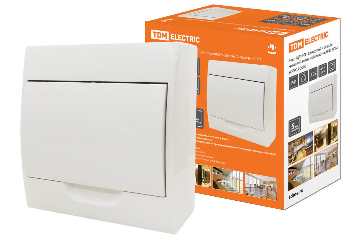 Щит распределительный TDM ELECTRIC SQ0903-0003 ЩРН-П-8 с белой крышкой