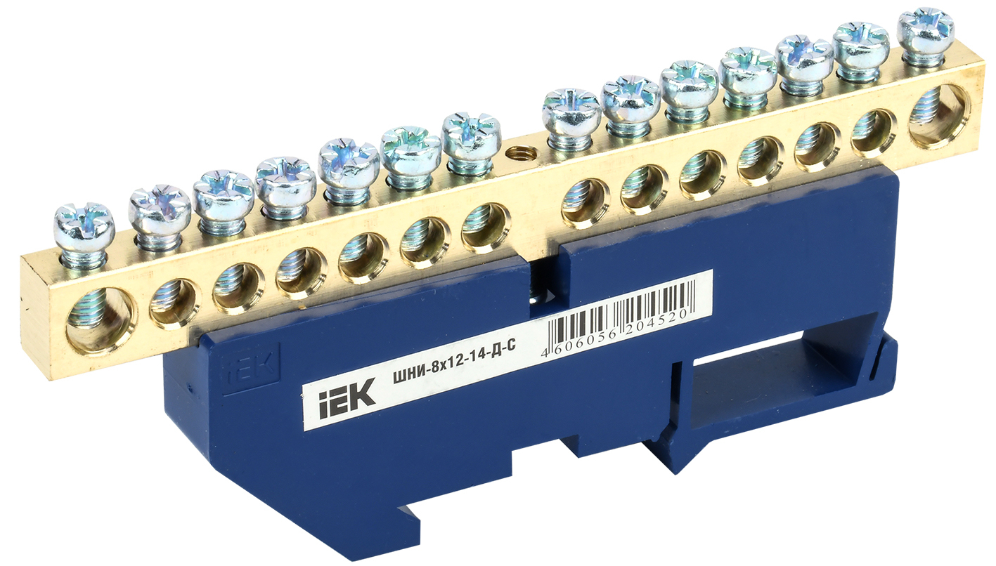 Шина YNN10-812-14D-K07 ∙ Шина N "ноль" на DIN-изол ШНИ-8х12-14-Д-С IEK