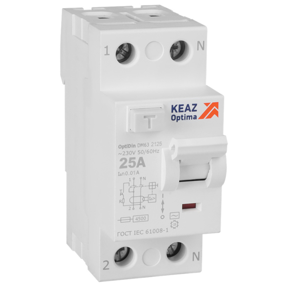 Устройство защитного отключения КЭАЗ 343913 OptiDin DM63-2240-A-4,5-УХЛ4 (2P, 40, 30mA)