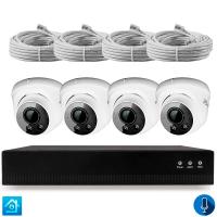 Комплект видеонаблюдения IP 5Мп Ps-Link KIT-A504IPM-POE 4 камеры с микрофоном для помещения, питание PoE, ночная съёмка