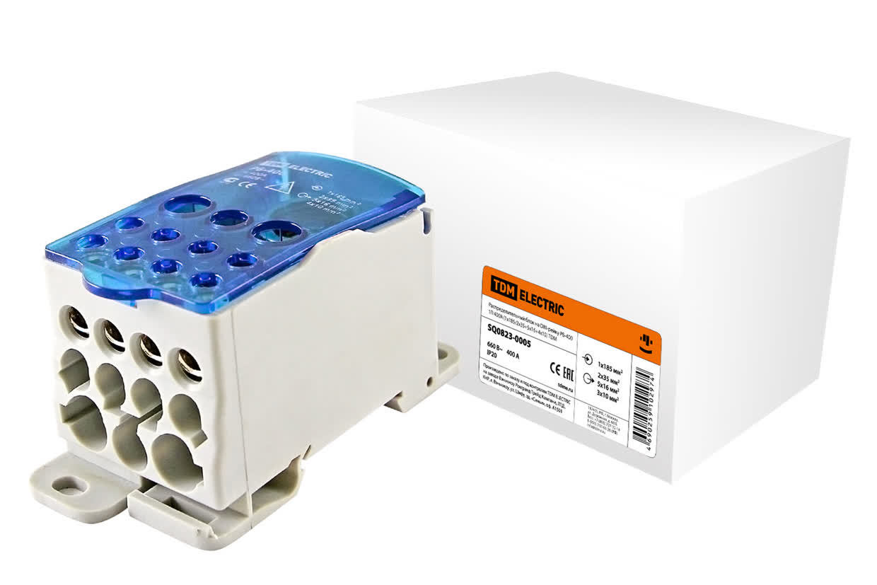 Блок распределительный TDM ELECTRIC SQ0823-0005 РБ-400 1П 400А (1х185/2x35+5x16+4x10)