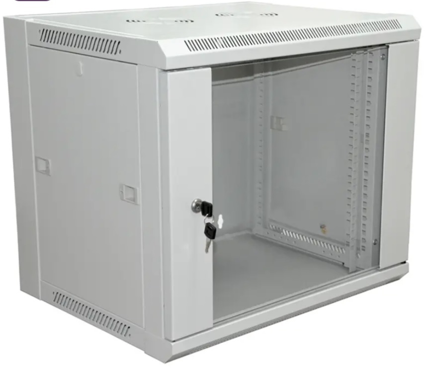 Шкаф телекоммуникационный 04-2203 ∙ Шкаф настенный 19" 15U 600×450×770мм, пер. дверь стекло, бок. стенки съемные (разобран.) RAL7035 Rexant PRO