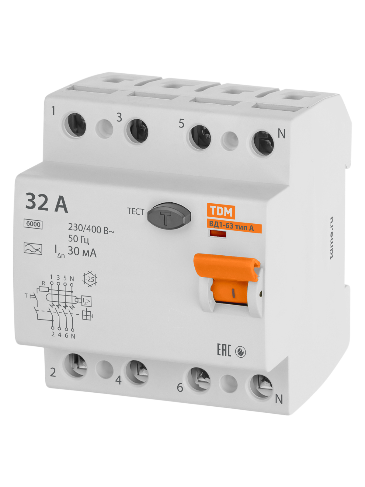 Устройство защитного отключения TDM ELECTRIC SQ0203-0086 ВД1-63 4Р 32А 30мА тип А