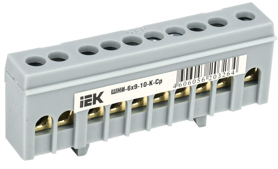 Шина YNN10-69-10KD-K02 ∙ Шина L "фаза" в корп изол на DIN-рейку ШНИ-6х9-10-К-Ср IEK