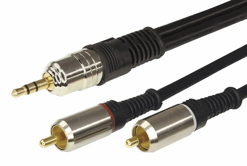 17-4222 ∙ Шнур Стерео 3,5 мм - 2 RCA, длина 1,5 метра (GOLD-металл) REXANT ∙ кратно 10 шт