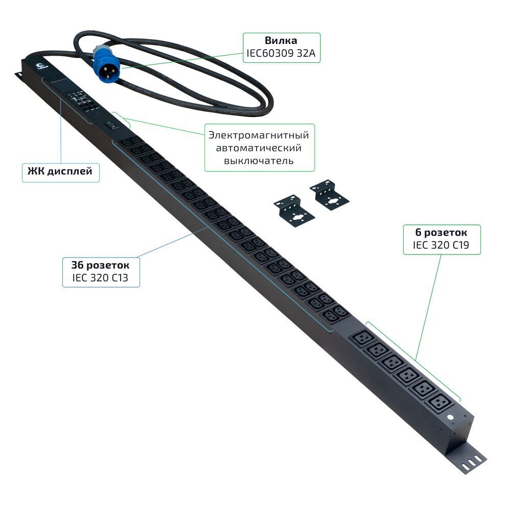 Блок розеток SMART-PDU-32-1P-36C13-6C19-I309-M
