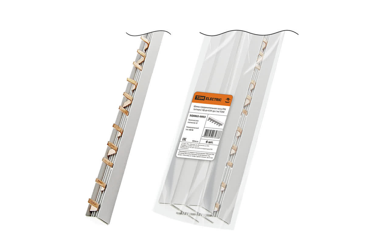 TDM ELECTRIC SQ0802-0003 Шины соединительная типа PIN (штырь) 3ф до 63А (дл.1м)