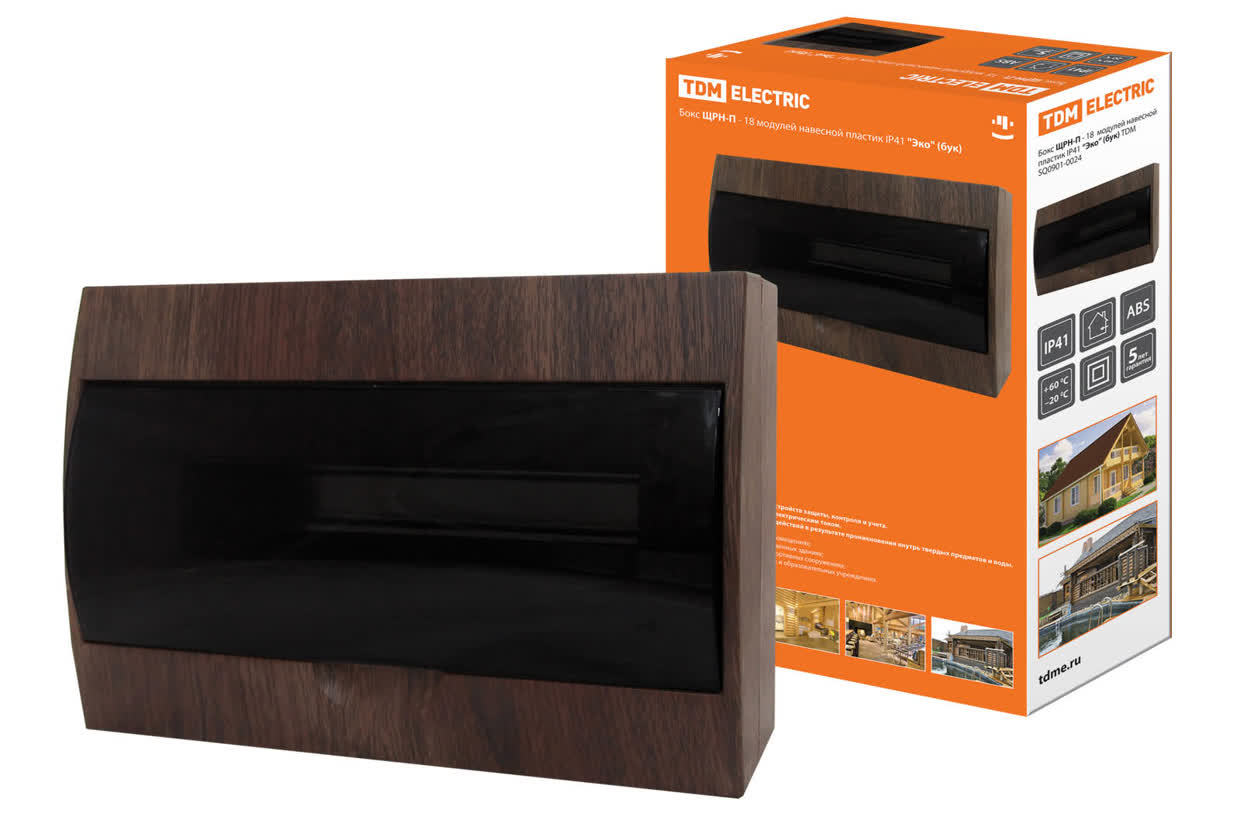Щит распределительный TDM ELECTRIC SQ0901-0024 ЩРН-П-18 "Эко" (бук)