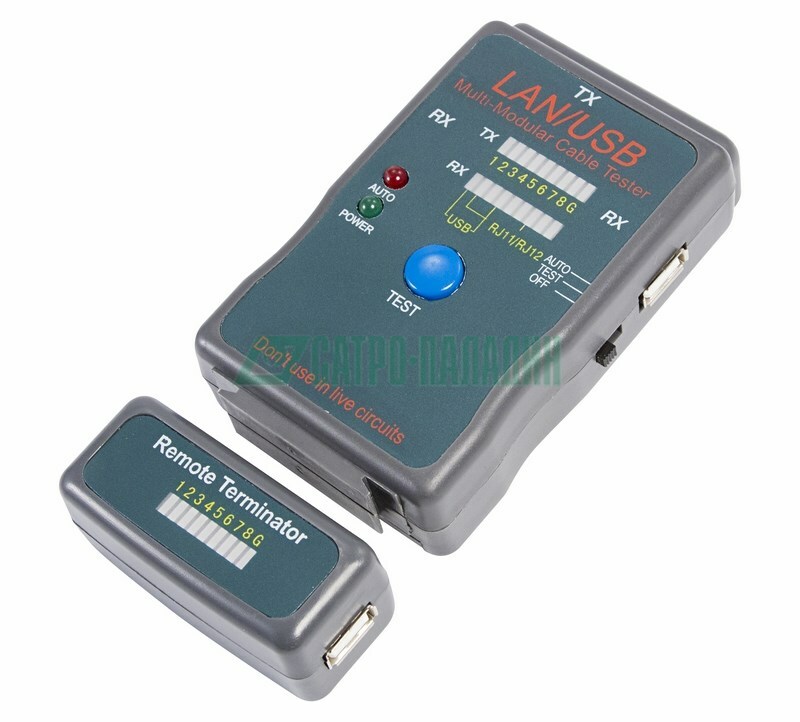 12-1011 ∙ Тестер кабеля универсальный RJ-45+USB 251454 REXANT
