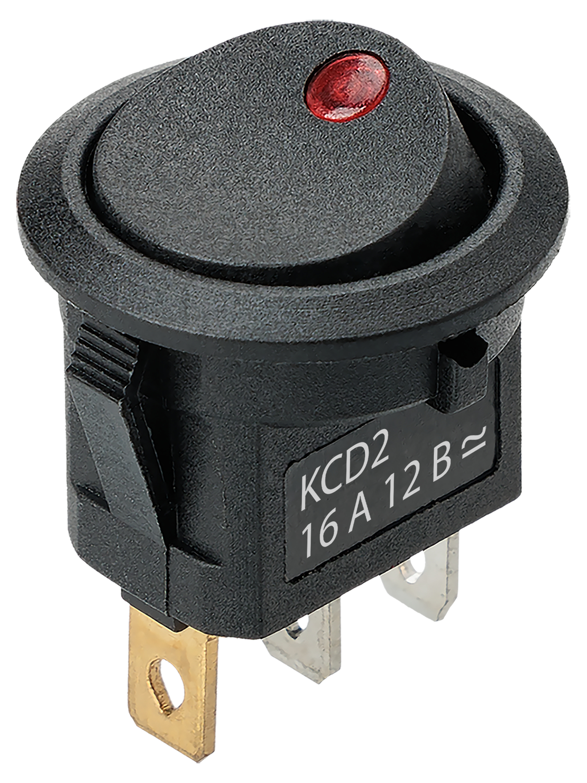 Выключатель клавишный TDM ELECTRIC SQ0746-0146 KCD2-101N-2 12В AC/DC, 1P, 16А, (3с), ON-OFF, черный с красной точечной LED подсветкой