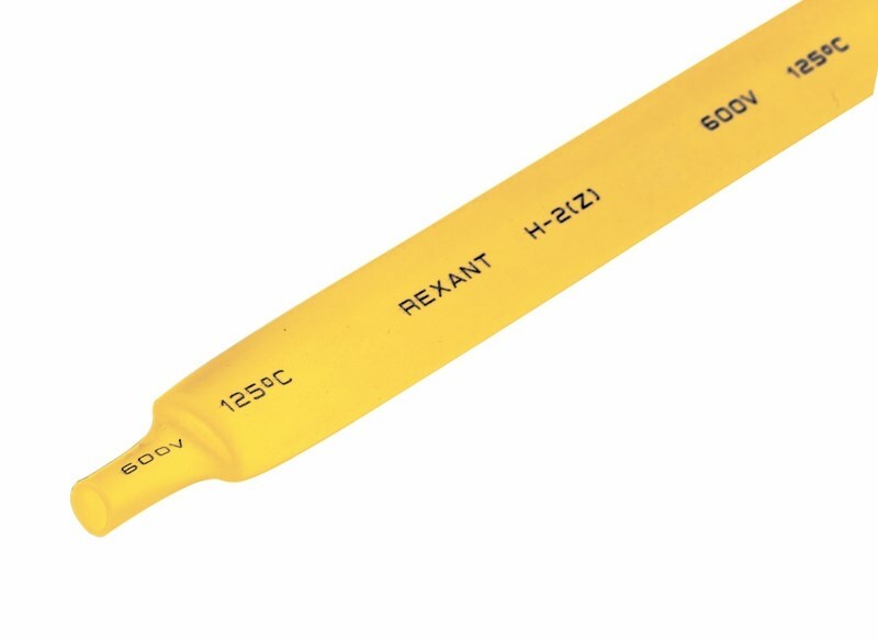 21-2002 ∙ Термоусаживаемая трубка REXANT 12,0/6,0 мм, желтая, упаковка 50 шт. по 1 м ∙ кратно 50 шт