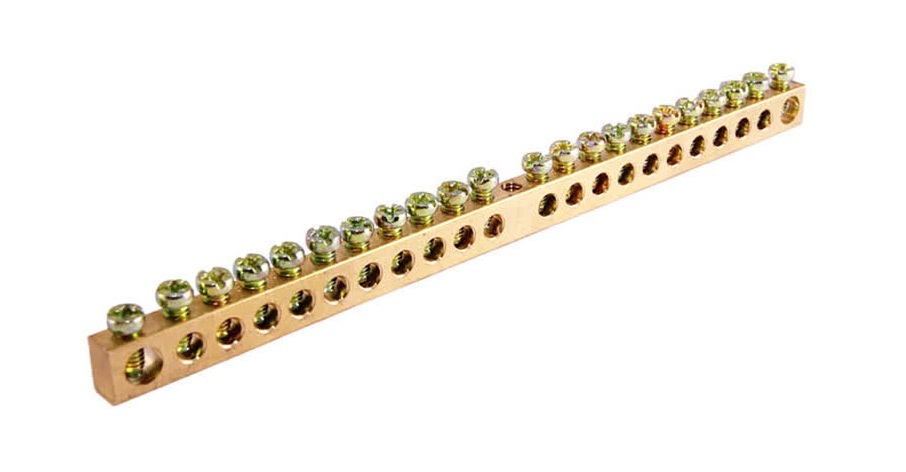 Шина нулевая TDM ELECTRIC SQ0801-0046 Шина "N" нулевая 6х9мм 24/1 (24 группы/крепеж по центру) (Упаковка 10шт)