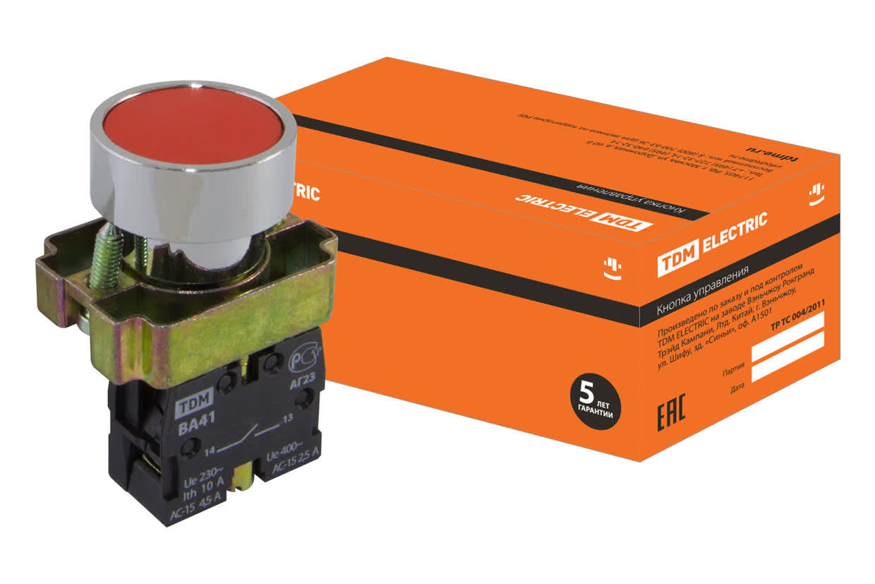 Кнопка TDM ELECTRIC SQ0704-0058 SB2-BА41 с возвратом, красная