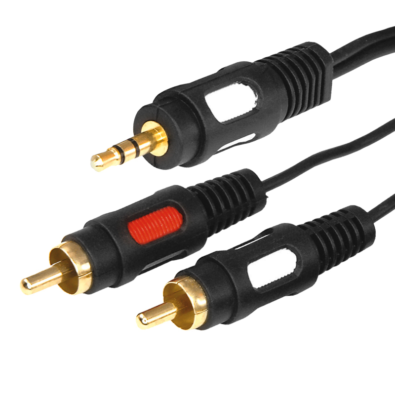 17-4232 ∙ Шнур Стерео 3,5 мм - 2 RCA, длина 1,5 метра (GOLD) REXANT ∙ кратно 10 шт