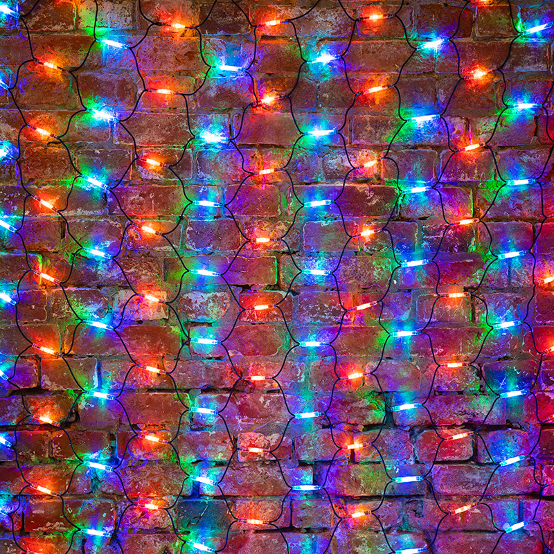 217-119 ∙ Гирлянда "Сеть" 2x1,5м, черный КАУЧУК, 288 LED Мультиколор