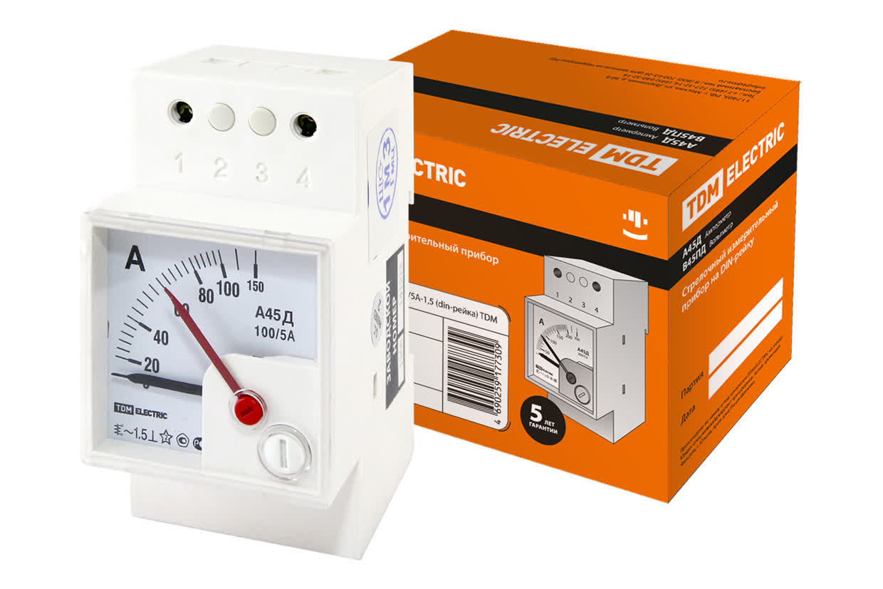 Амперметр TDM ELECTRIC SQ1102-0301 А45Д 100/5А-1,5 (DIN-рейка)