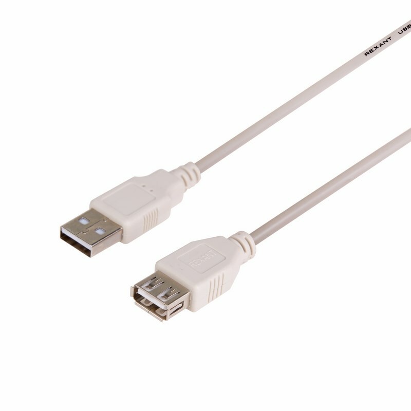 18-1114 ∙ Кабель USB (шт. USB A - гн. USB A) 1.8 метра, серый REXANT ∙ кратно 10 шт