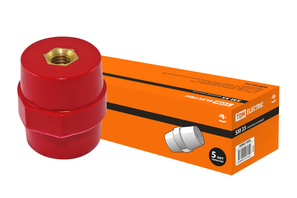 Изолятор шинный TDM ELECTRIC SQ0807-0004 SM40 силовой Н40хD40хМ8мм4 (Упаковка 10шт)