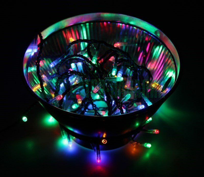 303-059 ∙ Гирлянда "Твинкл Лайт" 15 м, темно-зеленый ПВХ, 120 LED, цвет мультиколор