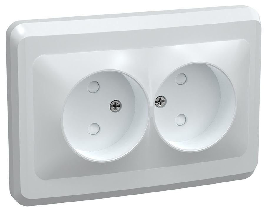 Розетка электрическая ERV20-K01-10-DM ∙ VEGA Роз. 2-мест. без з/к/ш 10А РС12-2-ВБ бел. IEK