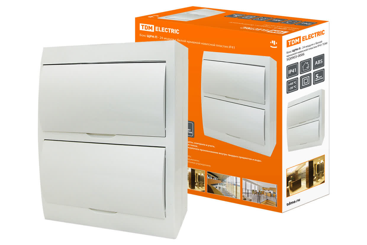 Щит распределительный TDM ELECTRIC SQ0903-0006 ЩРН-П-24 с белой крышкой