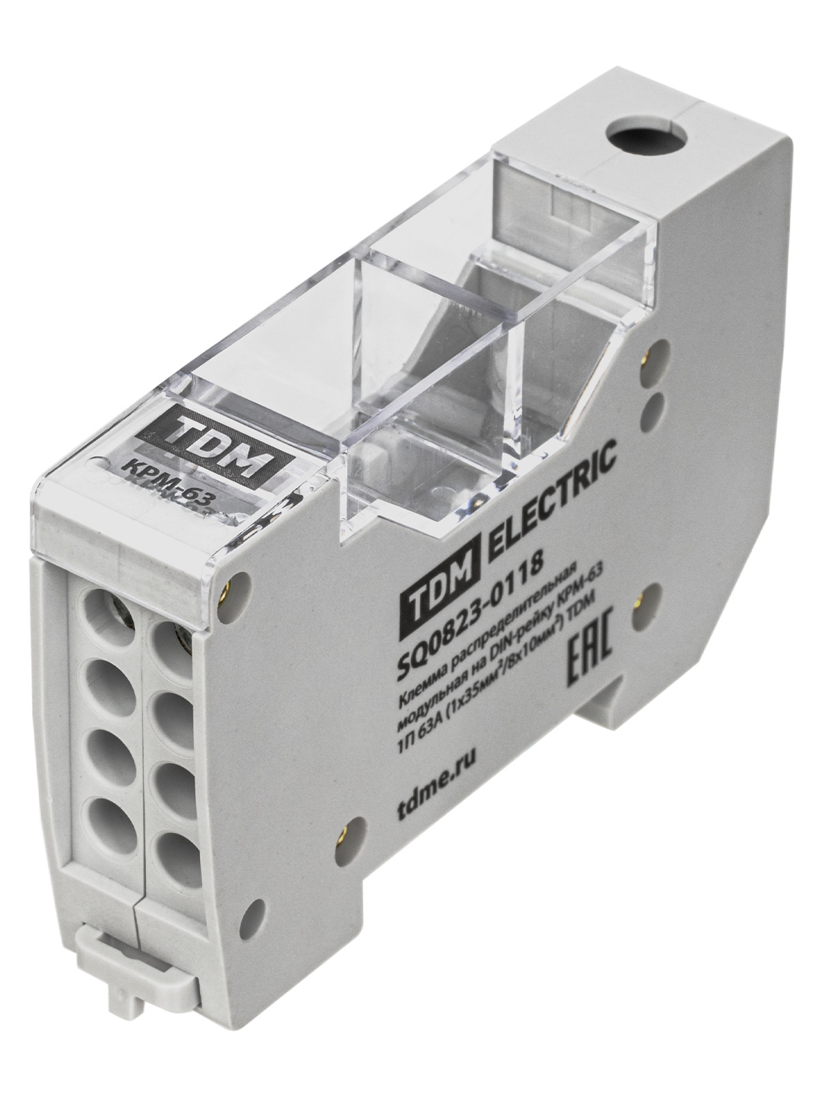 Клемма распределительная TDM ELECTRIC SQ0823-0118 КРМ-63 1П 63А (1х35мм²/8х10мм²)