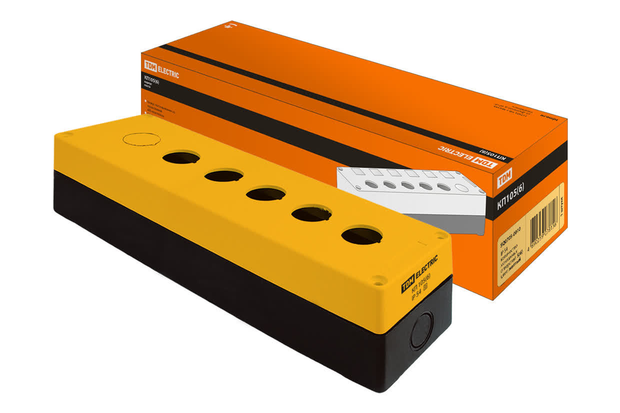 Корпус кнопочного поста TDM ELECTRIC SQ0705-0010 КП105(6) желтый, IP54