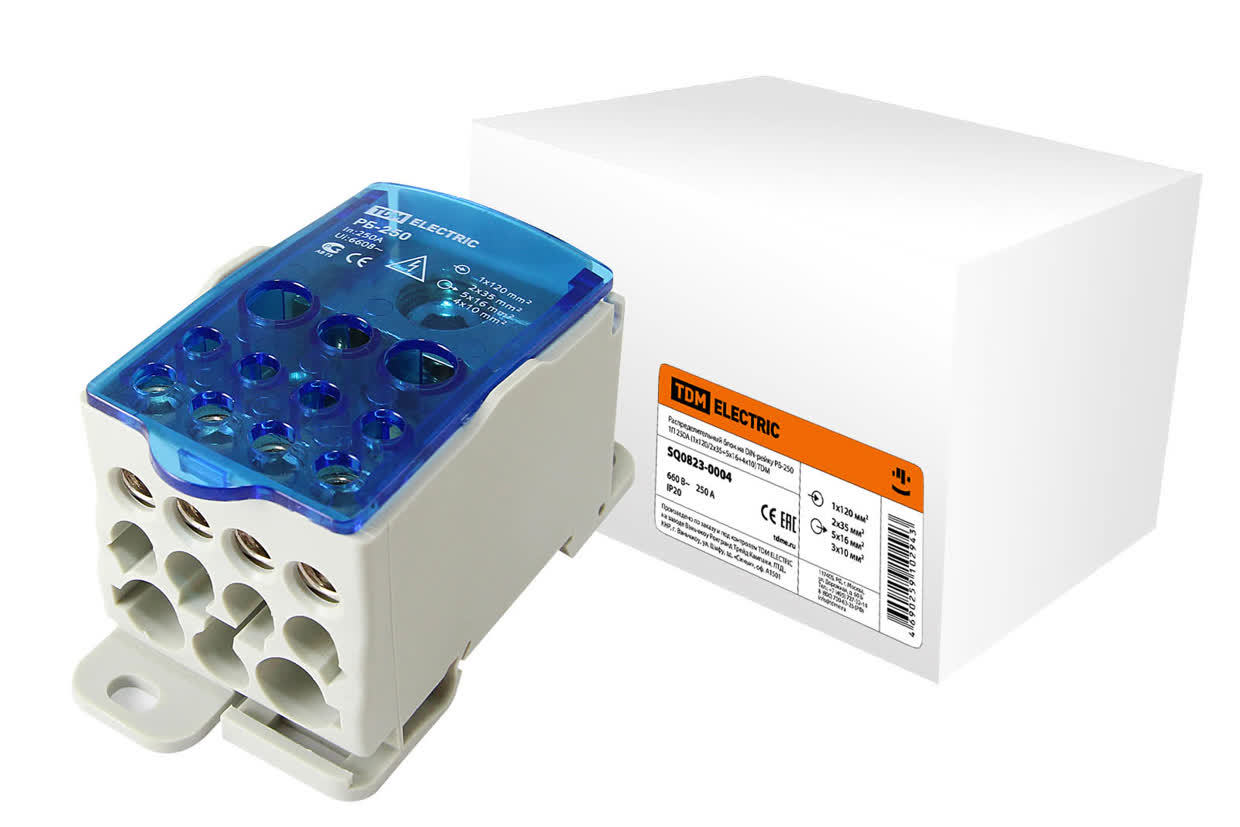 Блок распределительный TDM ELECTRIC SQ0823-0004 РБ-250 1П 250А (1х120/2x35+5x16+4x10)